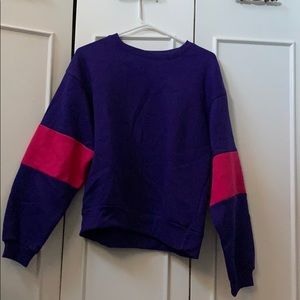 purple and pink crew neck